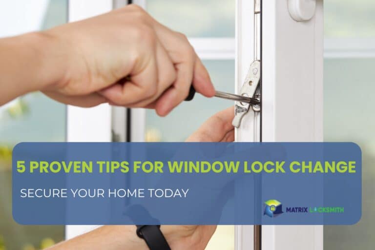 Hand inserts key into window lock